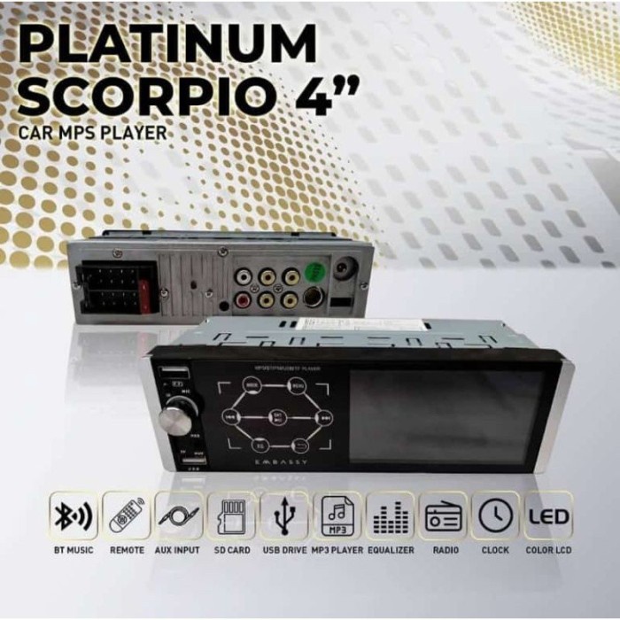 Singledin Embassy mp5 platinum scorpio single din layar universal
