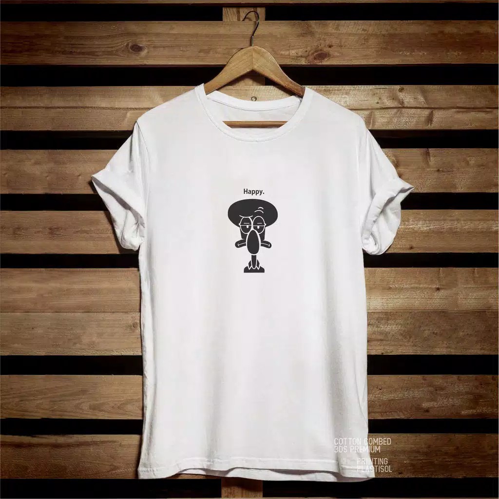 Hkstore- Kaos distro Pria TUMBLR  Sablon Digital Squidward happy