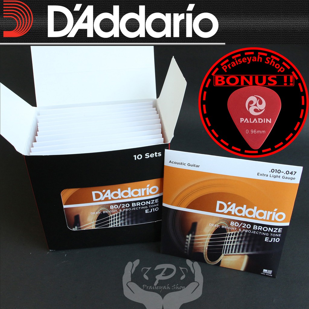 Daddario EJ 10 0.10 Senar Gitar Akustik String ORI Original Dadario