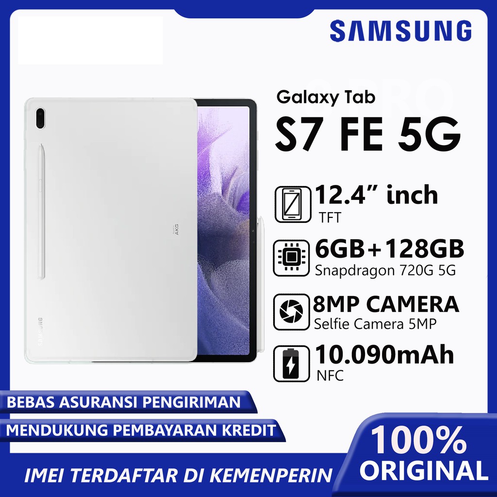 Samsung Galaxy TAB S7 FE T736 RAM 6 GB ROM 128 GB 6/128 12 Inch 5G Original Garansi Resmi SEIN