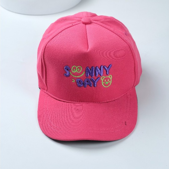 PHILEO | TOPI BASEBALL SUNNY DAY BORDIR - TOPI PET ANAK SMILE BEAR FULLCOLOUR-Sunny Day - pink