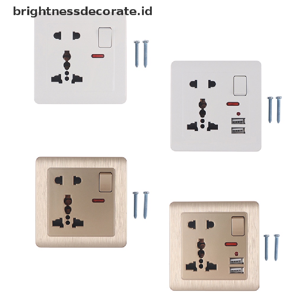 Soket Dinding Universal Dengan Lampu Led 5 Lubang Usb Power