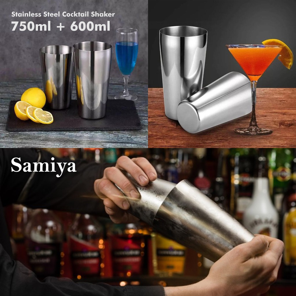 Boston shaker cocktail stainless set 600ml, 750ml  / set gelas pengocok minuman milk shake 600ml, 750ml