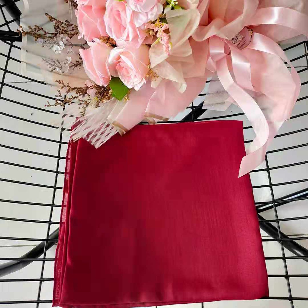 Murah Meichen Kerudung Hijab Paris Polos Segi Empat Jilbab Daily Basic Premium-Merah Hati
