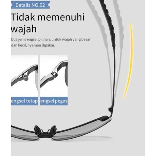 limited Edition✔️Kacamata Polarized Pria Original Photocromic Polaris Siang Malam Anti Silau Paser Ikan Berkendara|RA6