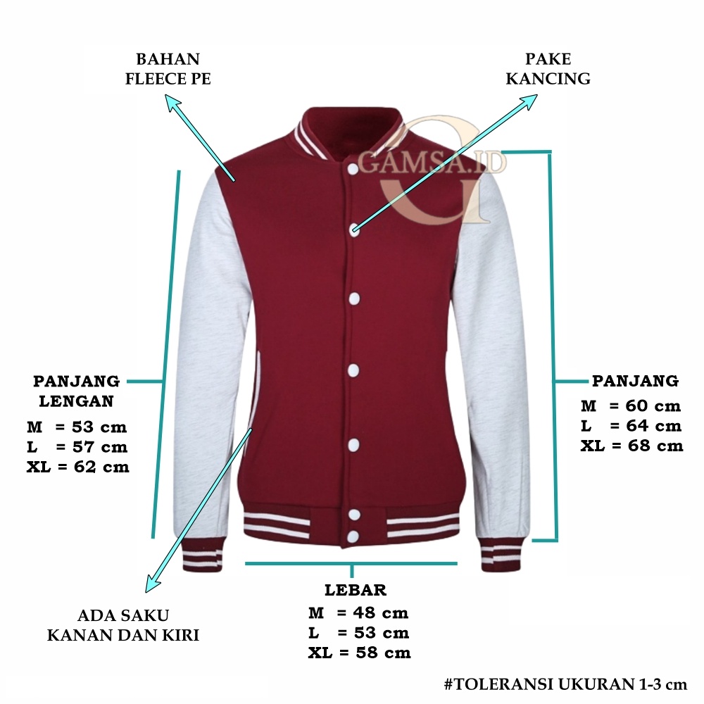 JAKET VARSITY PRIA WANITA - JACKET BASEBALL SWEATER POLOS SEKOLAH KULIAH