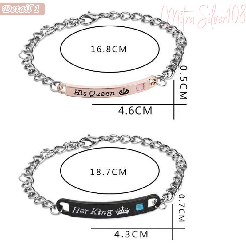 [MS108] GL 34  Gelang ( TIDAK CUSTOME NAMA ) Fashion Pria &amp; Wanita Bisa Couple Her King His Queen Pasangan Bestie