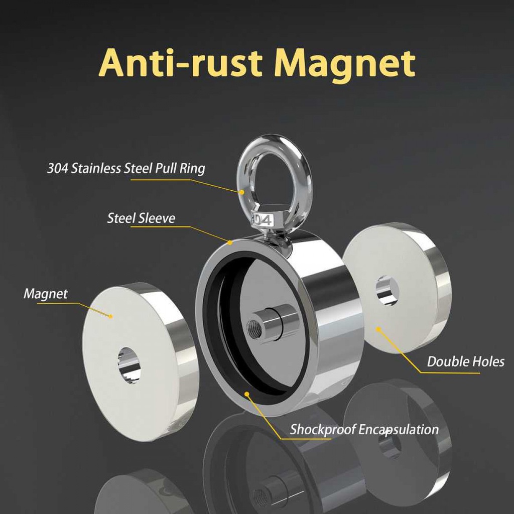Magnet Gantungan Double Round Hook Strong Neodymium 48mm Max 65Kg