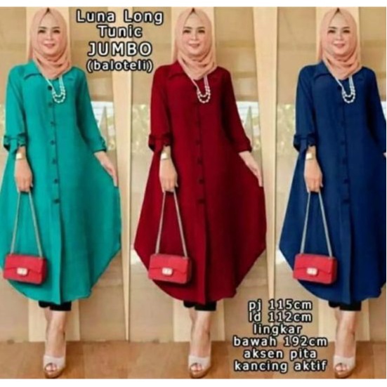 Luna Long Tunik Jumbo Terbaru Baju Trend Masakini Terlaris Bisa COD
