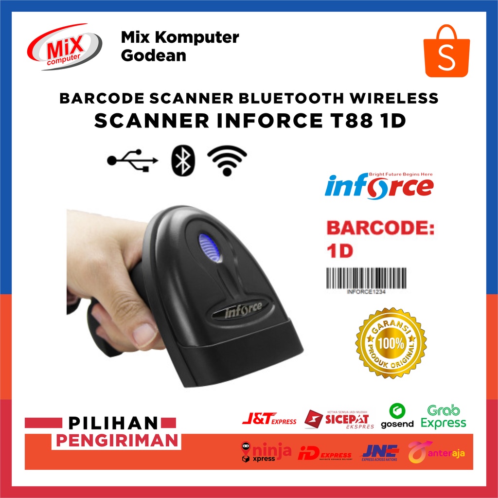 INFORCE WIRELESS BLUETOOTH USB BARCODE SCANNER T88 E-FAKTUR 1D