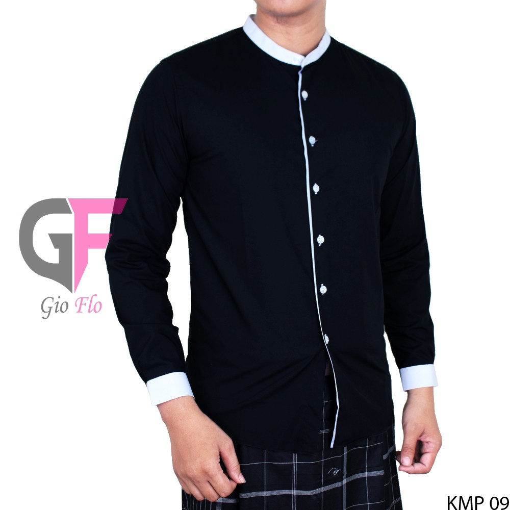 GIOFLO Kemeja Muslim Semi Formal Polos Koko Kerah Shanghai Slimfit / KMP 09