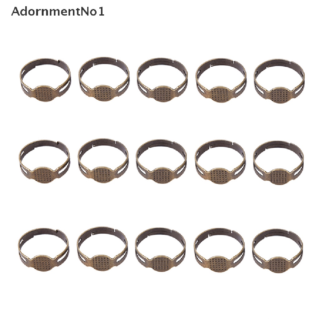 (AdornmentNo1) 50pcs / Set Cincin Kosong 8mm Adjustable Untuk Membuat Perhiasan DIY