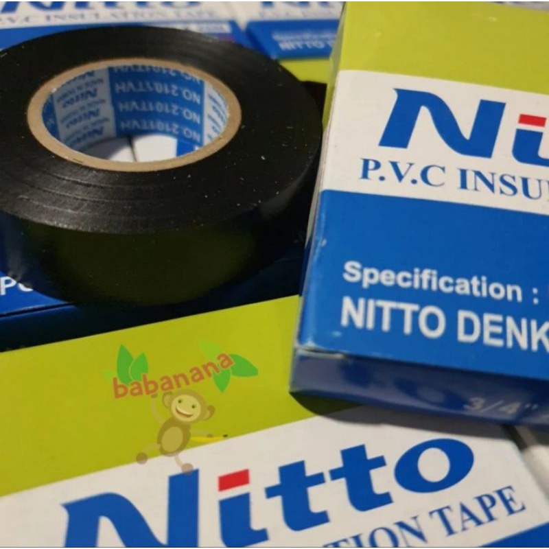 Isolasi Listrik Nitto 3/4 inch x 25 meter hitam electrical tape lakban