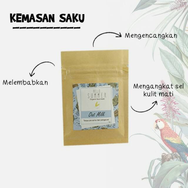 (Kemasan Saku) Masker Bubuk Organik Oat Milk 7 gr