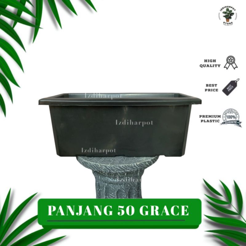 pot bunga tanaman persegi panjang Grace 50 hitam - PANJANG 50 GRACE