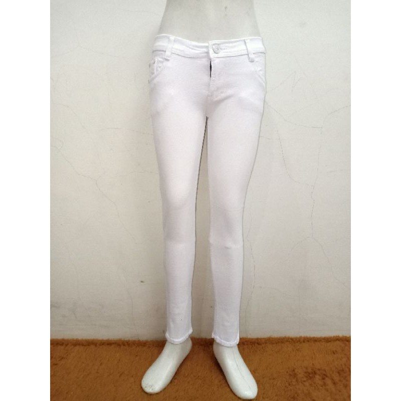 Celana Jeans Putih Jumbo Wanita Skinny Jeans Pensil Cewek Big Size 27-38