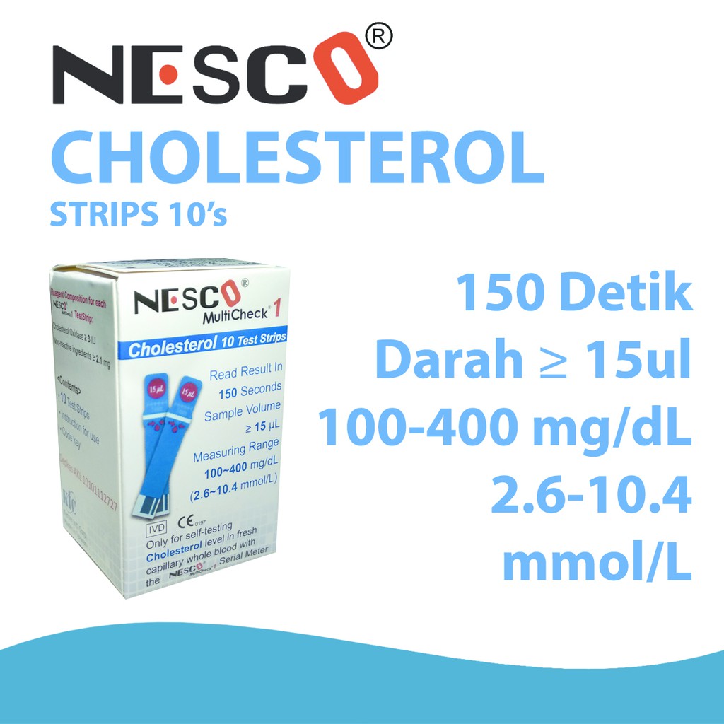 Nesco Strip Cholesterol (10s), Strip untuk cek KOLESTEROL TUBUH 10pcs/btl (Strip Alat N-01)