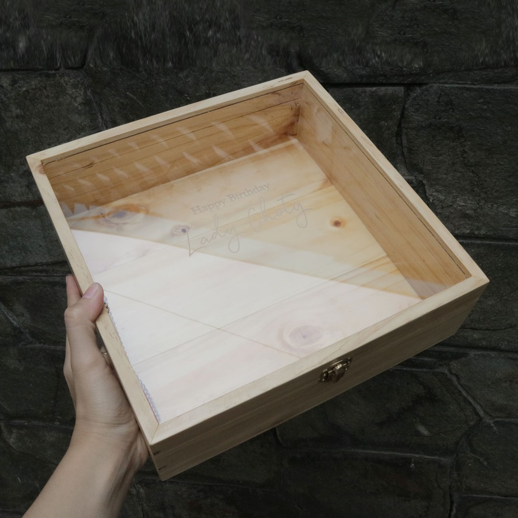 Box Woodlic | Natural | 25 x 25 x 7 cm