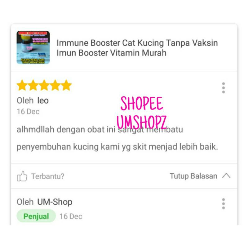 Immune Booster Cat Vitamin Kucing Tanpa Vaksin Imun Booster Daya Tahan Tubuh Kucing Kebal Virus