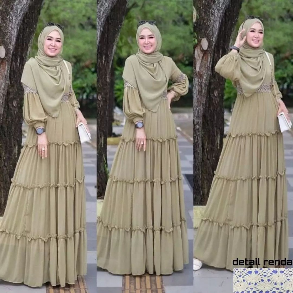 LIVIA MAXY IK KAIN CERUTY BABYDOLL FULL PURING APLIKASI RENDA DRESS KEKINIAN TERBARU 2022