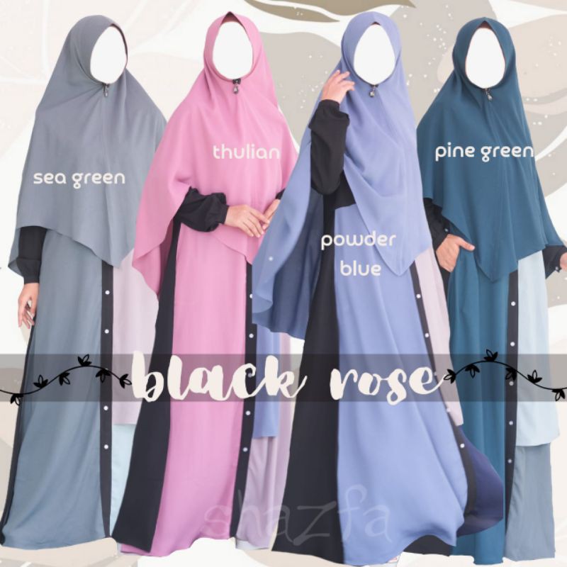 Gamis Set Tanpa Cadar black Rose