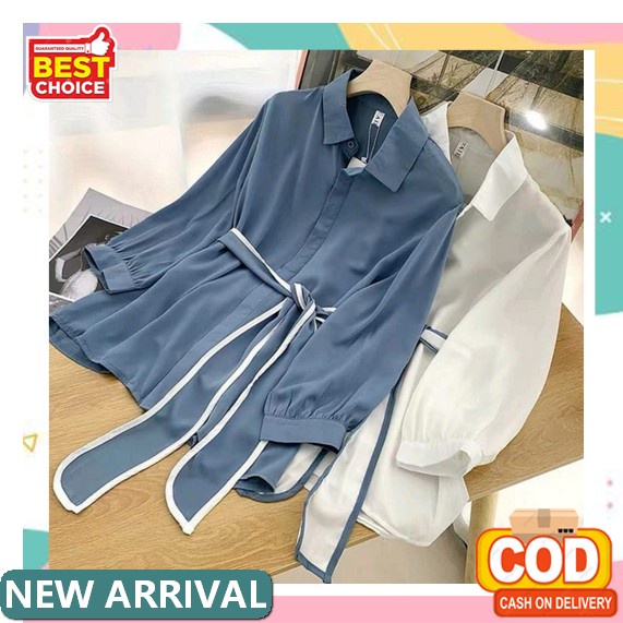 Atasan Kemeja Hem Wanita Cewek Jumbo Lengan Panjang Kotak Wp262 K Ey235 [Yuka Kotak Ro] Wanit Katun 