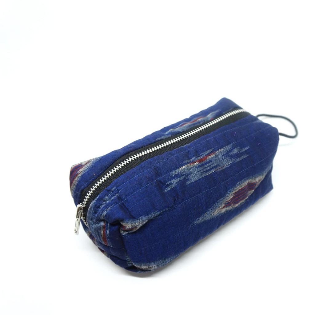 Pouch Handmade Etnik Zip Multifungsi Endek Biru