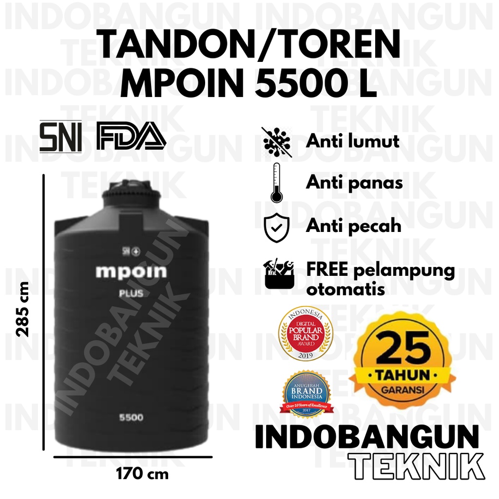 Toren Air Tangki Air Tandon Air Mpoin 5000 Liter 5500 Liter Murah Wave Plus Bergaransi Anti Lumut