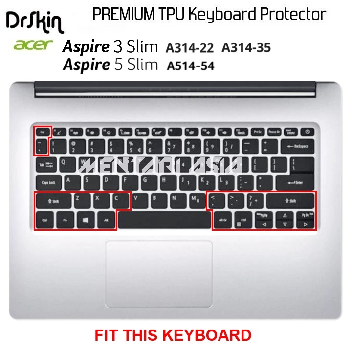 Keyboard Protector ACER Aspire 5 Slim A514-54 - DrSkin PREMIUM TPU CLEAR