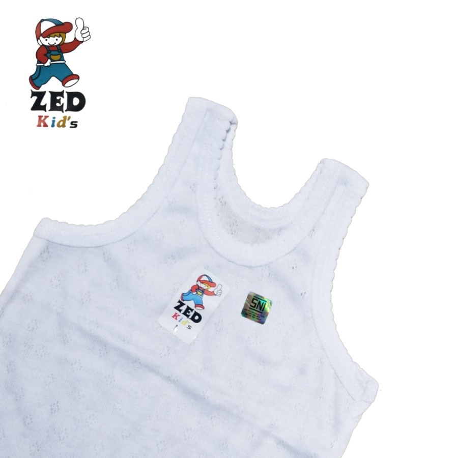 Kaos SINGLET anak - ZED PUTIH untuk 12 pcs SIZE S/M/L/XL