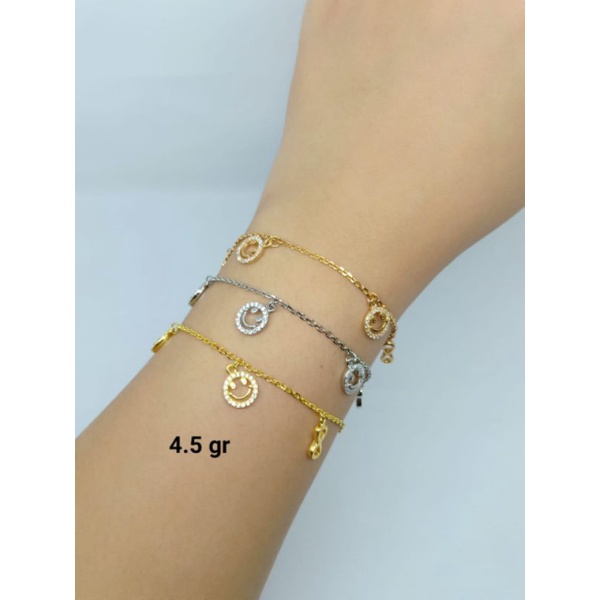 GELANG TANGAN NORI + M. SMILE + INFINITY /GELANG PERAK ASLI SILVER 925 LAPIS EMAS/ GELANG FASHION WANITA TERBARU