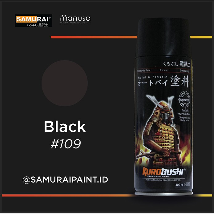 Samurai Paint Standard colurs #109 Black ( Isi 400 Ml &amp; warna hitam ) solid colour