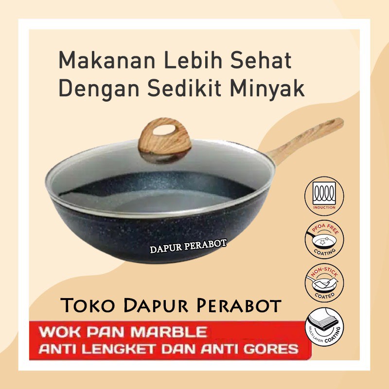 WAJAN TEFLON KERAMIK PENGGORENGAN KUALI ANTI  LENGKET