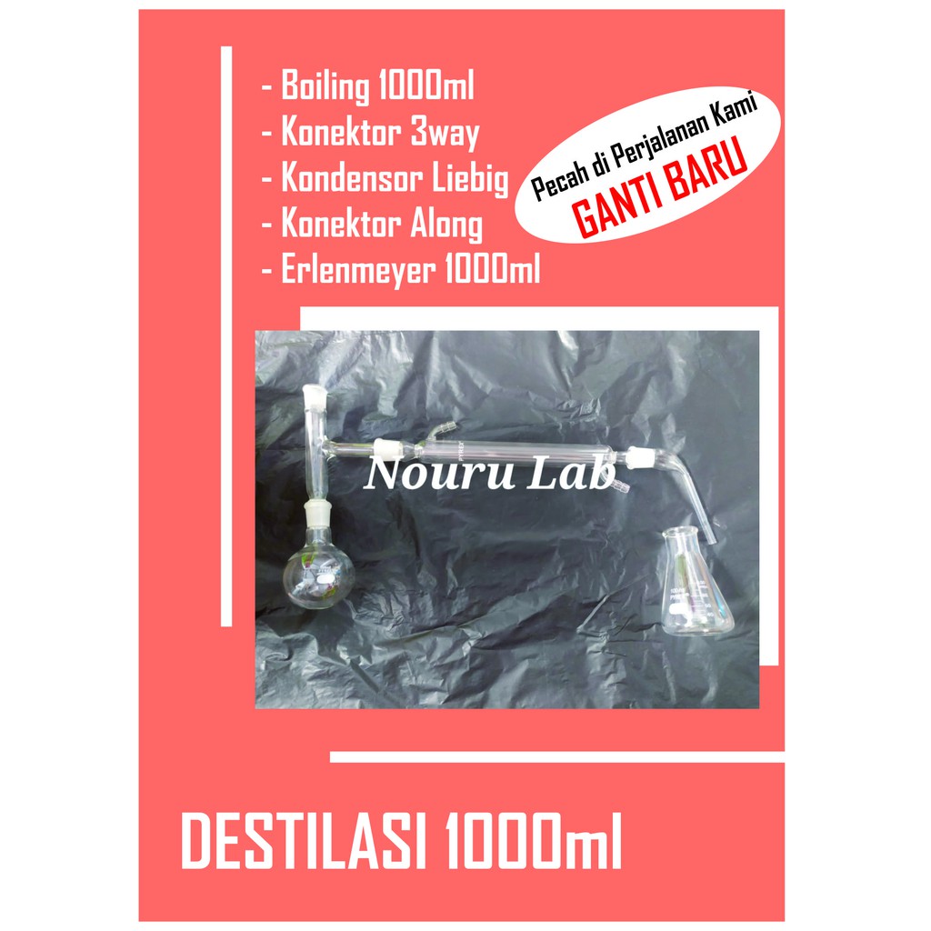 Destilasi 1000ml - Destilasi Sederhana 1000ml Merk Pryex