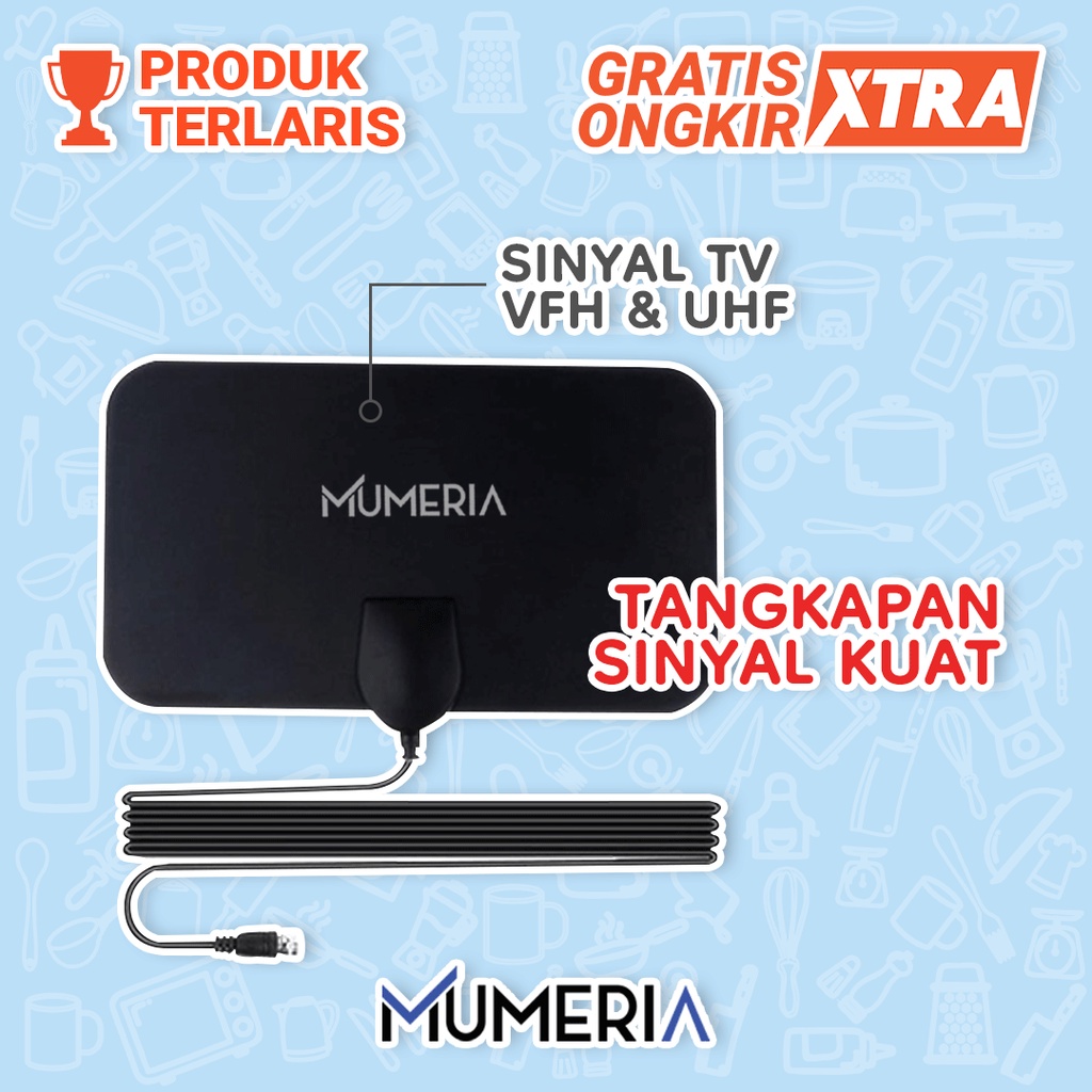 Antena TV Digital Indoor Outdoor 25dB DVB-T2 4K HD Kualitas Tinggi Sticker Tempel Dinding Portable