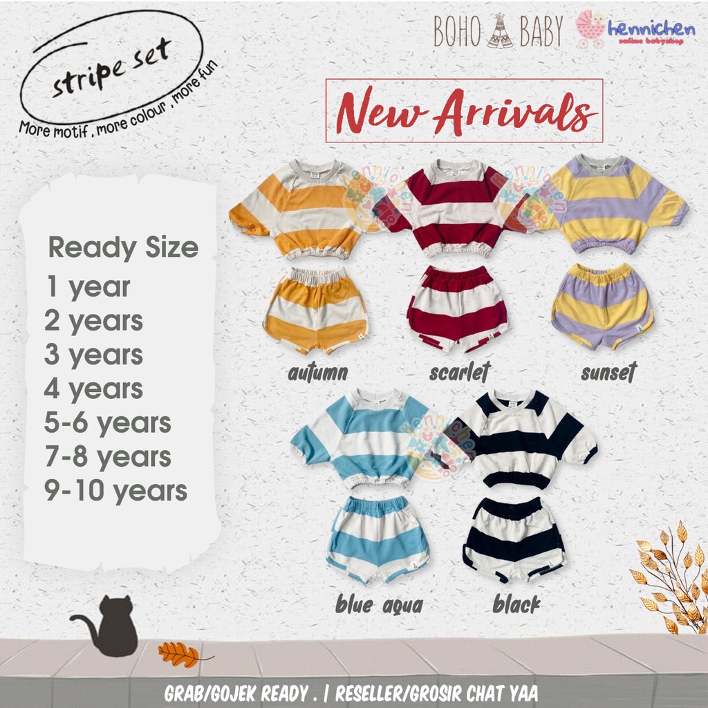 Bohopanna Stripe Set 1 - 10 Tahun Setelan Pendek Anak