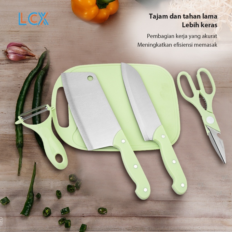 LCX 5 Pcs Pisau Dapur Stainless Steel Pisau Serbaguna Daging Sayuran Buah Ikan Premium Quality