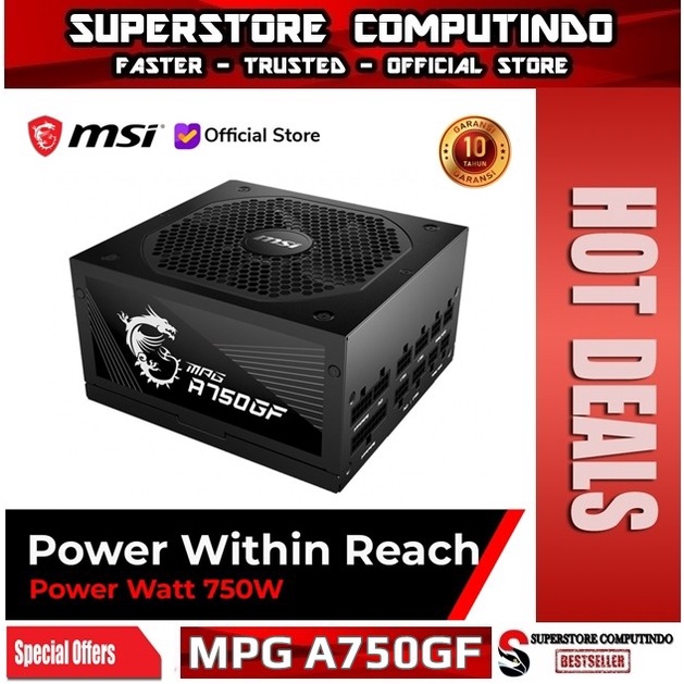 PSU MSI MPG A750GF Modular 750Watt 80+ Gold/Power Supply 750W 80+ Gold