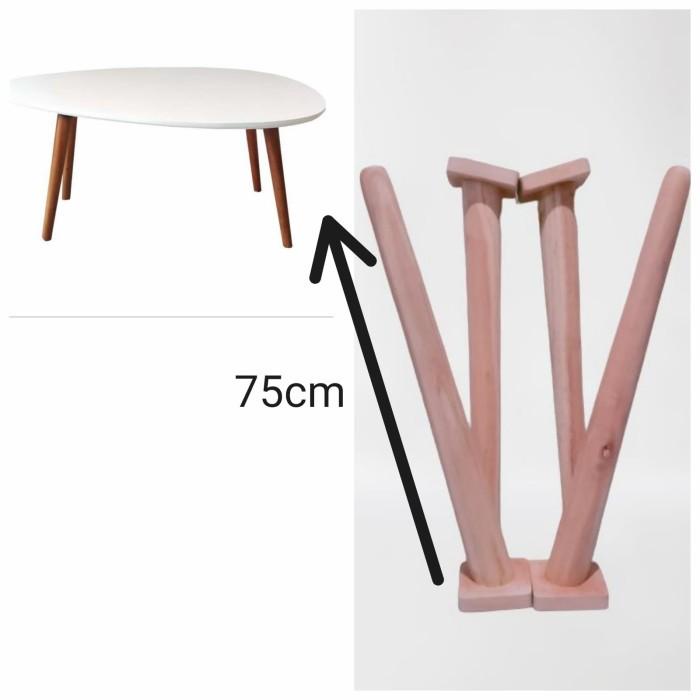 Meja Kaki Meja Kayu Bulat Minimalis 75Cm