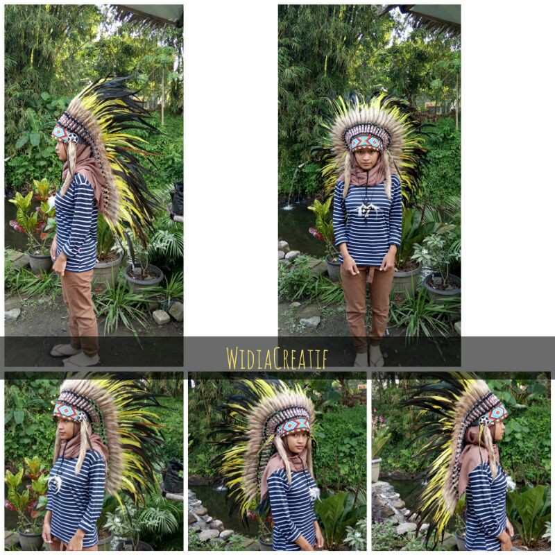 warbonnet/topi indian/topi pesta seni/topi bulu ayam