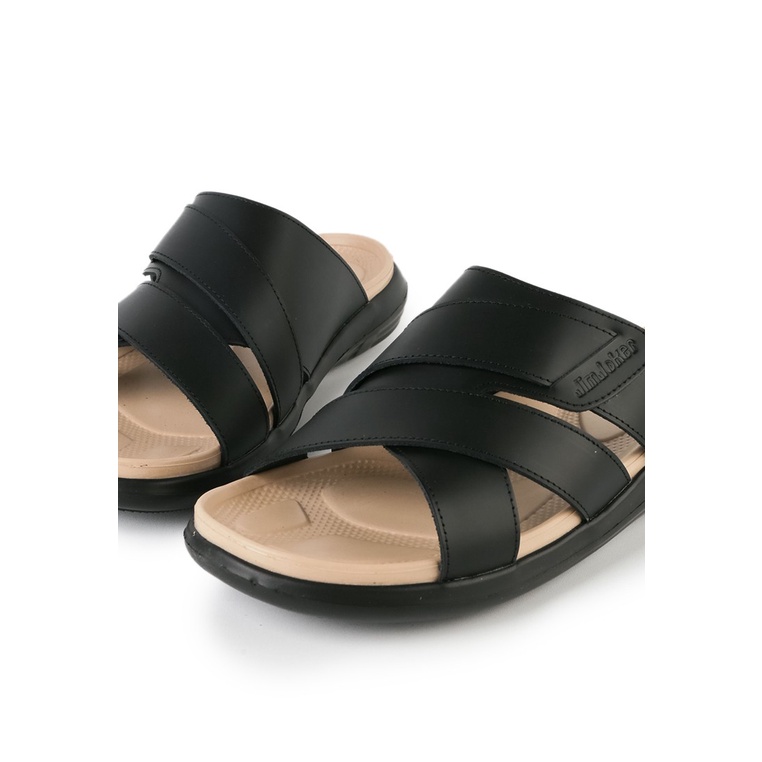 SANDAL CASUAL JIM JOKER PRIA ORIGINAL SENDAL SLIDE KULIT BRANDED HITAM JJ19