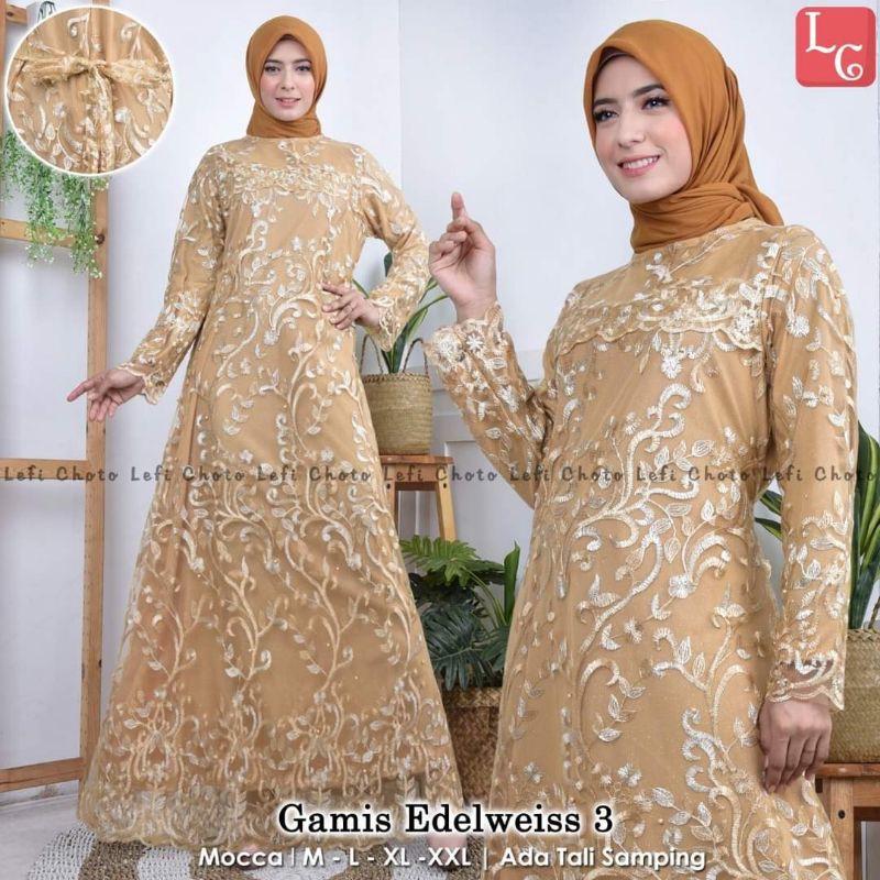 NEW REAL PICT GAMIS EDELWIS 3/GAMIS TULLE MODERN/GAMIS MURAH/GAMIS KONDANGAN