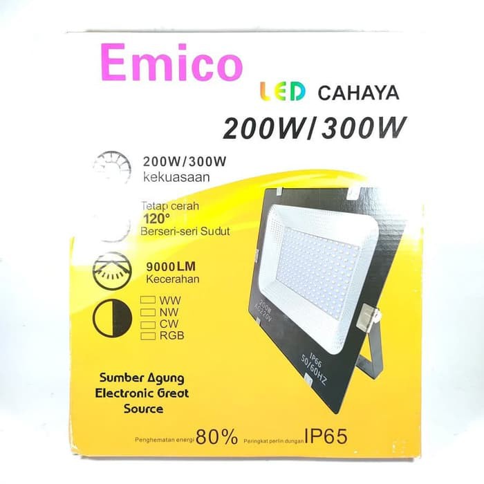 Emico Kap Sorot LED 200W Cahaya Putih 120Derajat Lampu Outdoor IP66 Wa