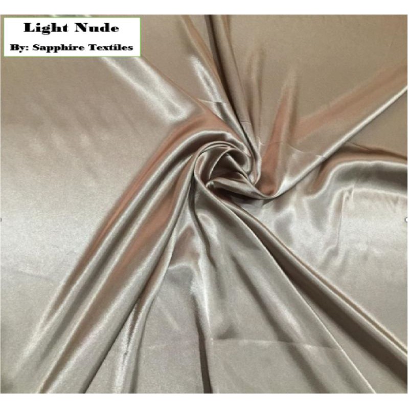 1Meter Kain Satin Silk Kilap Premium Jakarta Maxmara Lux (Jenis Bahan) Satin Bridesmaid Saten Silk Premium Kilap Bahan Satin Silk Charmuse Meteran Grosir Murah dan Bagus-Light Nude