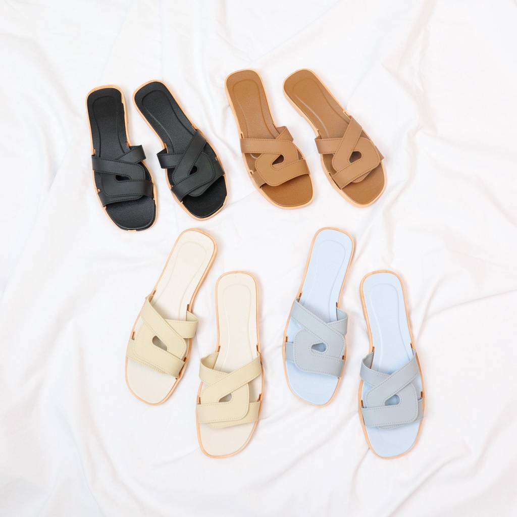 Fiqo Sandal Wanita Slip On Teplek - Demorin Karet