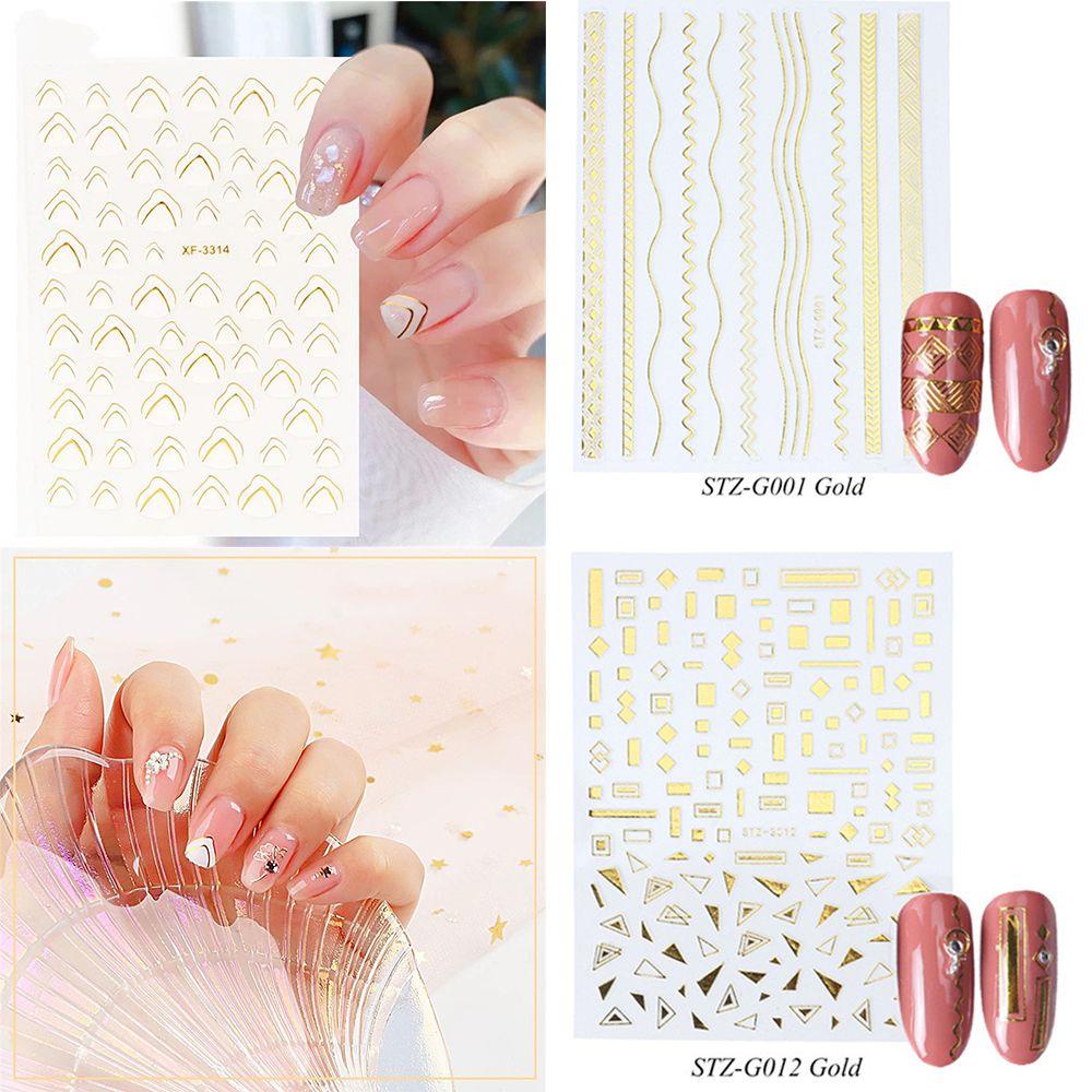 Preva 3D Nail Sticker Star Silver Gold Waved Lines Stripe Stiker Transfer