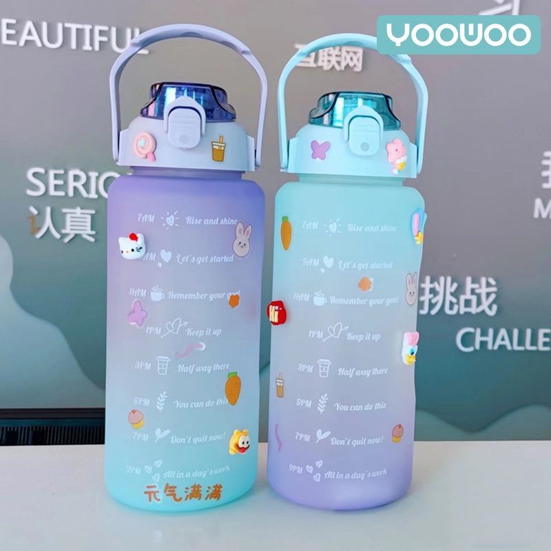 Botol Air Minum 2L Warna Gradasi Pelangi Korea Viral 2 Liter Bottle Tebal Besar 2000 ml Kualitas Lock &amp; Lock