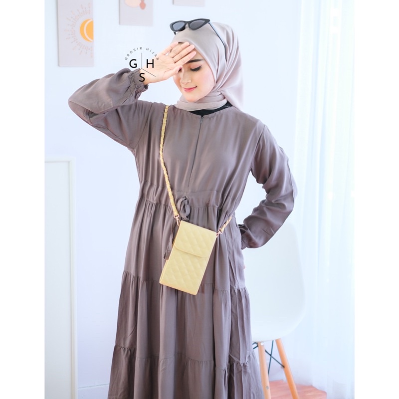 (AMD) TUNIK FRENZA RUFFLE DAILY BUSUI TUNIK MIDI DRESS RAYON