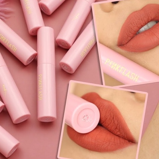 PF-M01 PINKFLASH LIP & CHICK DUO MATTE TINT / OhMyKissAiry Kiss Air Lasting 8h Matte Lip Cheek Tint 