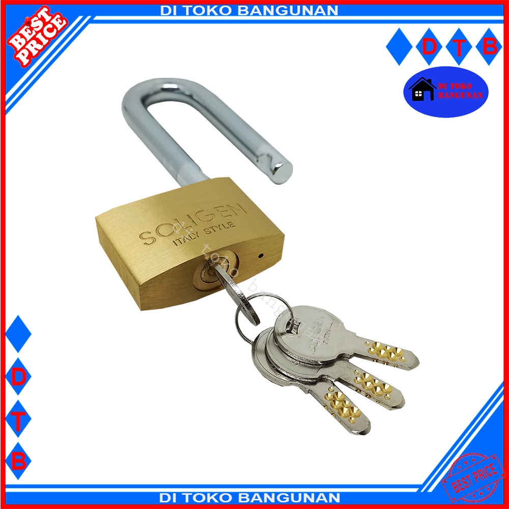 Gembok Kuningan Komputer Key Leher Panjang Soligen Varian 40MM 50MM 60MM Gembok Pintu Gembok Pagar Padlock